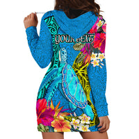 Custom Polynesian Hoodie Dress The Turtle Jung Flower with Maori Pattern Ethnic Style LT03 - Polynesian Pride