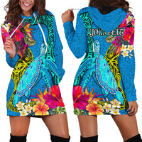 Custom Polynesian Hoodie Dress The Turtle Jung Flower with Maori Pattern Ethnic Style LT03 - Polynesian Pride