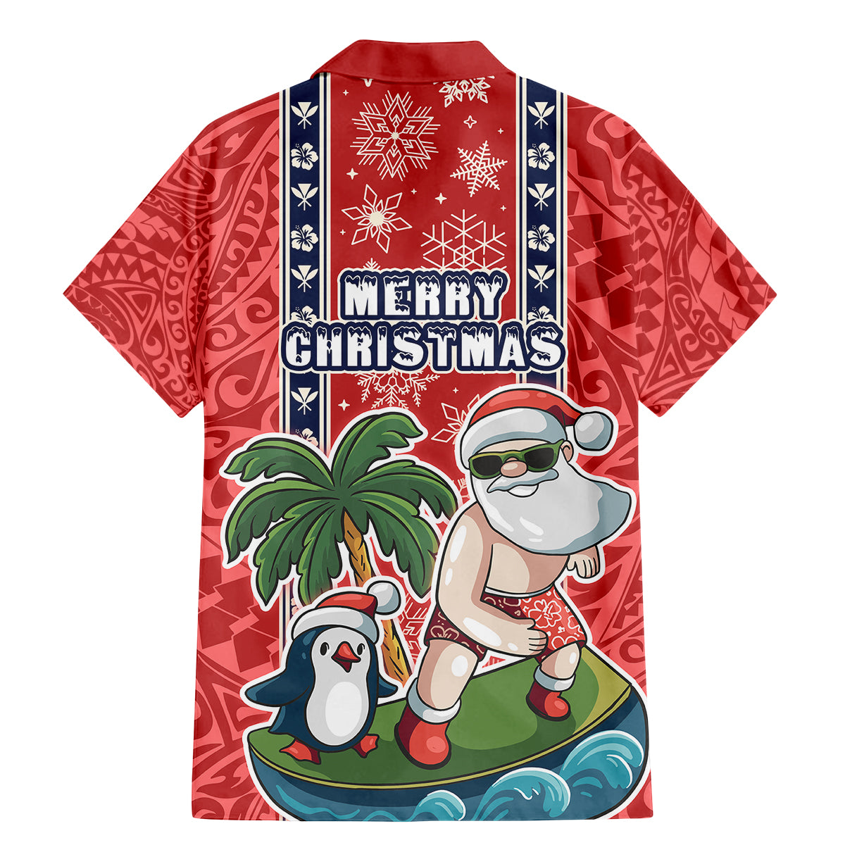 Hawaii Christmas Family Matching Mermaid Dress and Hawaiian Shirt The Santa Surfing Hawaii Xmas Style LT03 - Polynesian Pride