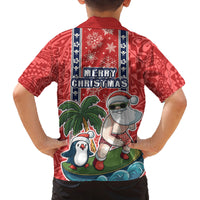 Hawaii Christmas Family Matching Off Shoulder Maxi Dress and Hawaiian Shirt The Santa Surfing Hawaii Xmas Style LT03 - Polynesian Pride