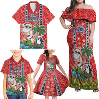 Hawaii Christmas Family Matching Off Shoulder Maxi Dress and Hawaiian Shirt The Santa Surfing Hawaii Xmas Style LT03 - Polynesian Pride