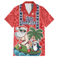 Hawaii Christmas Family Matching Short Sleeve Bodycon Dress and Hawaiian Shirt The Santa Surfing Hawaii Xmas Style LT03 Dad's Shirt - Short Sleeve Red - Polynesian Pride