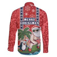 Hawaii Christmas Family Matching Tank Maxi Dress and Hawaiian Shirt The Santa Surfing Hawaii Xmas Style LT03 - Polynesian Pride