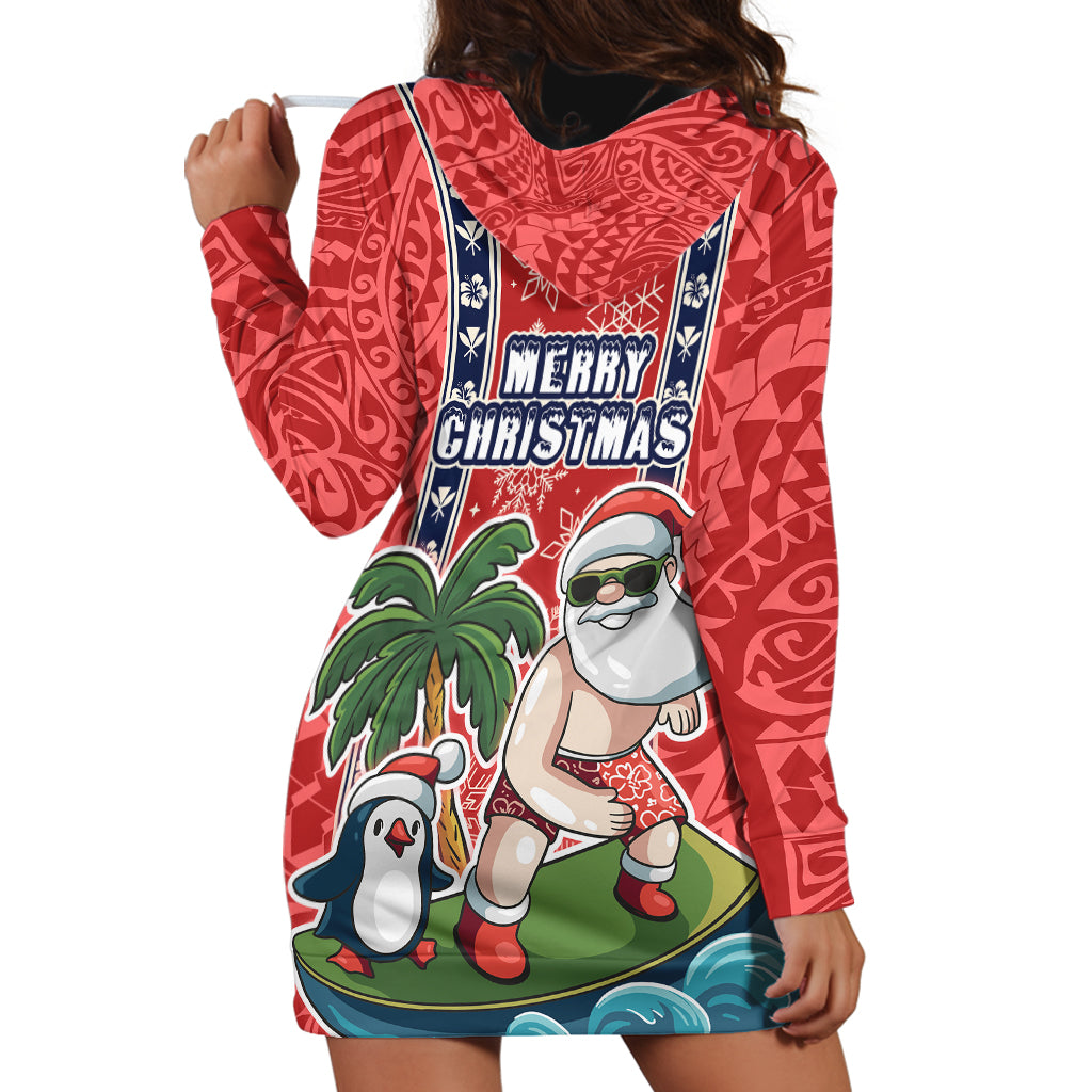 Hawaii Christmas Hoodie Dress The Santa Surfing Hawaii Xmas Style LT03 - Polynesian Pride
