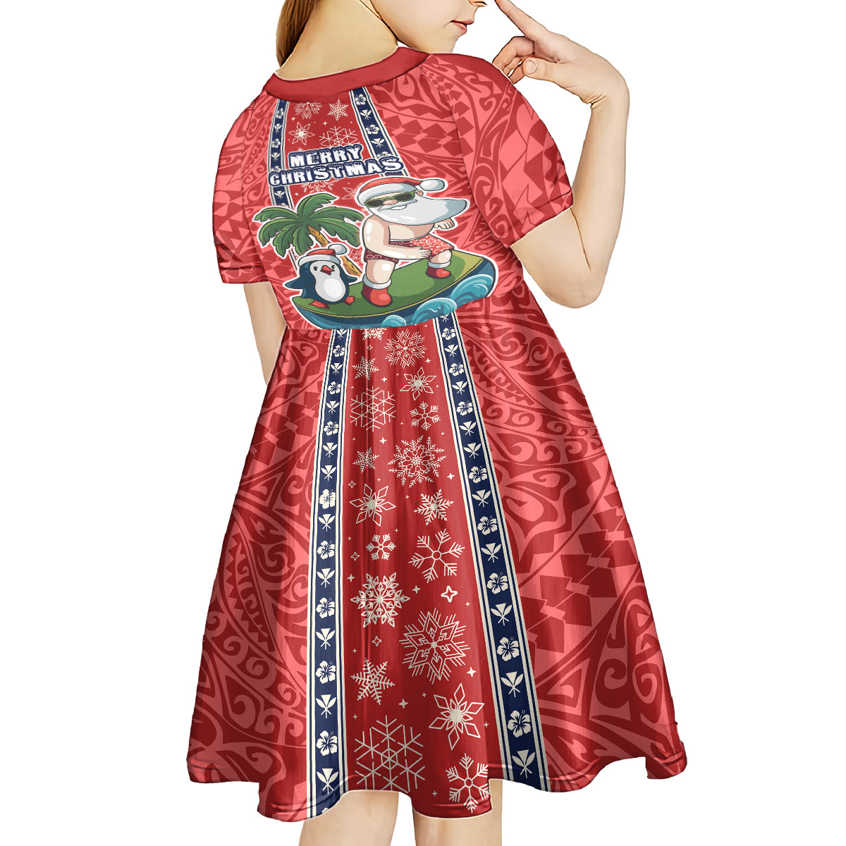hawaii-christmas-kid-short-sleeve-dress-the-santa-surfing-hawaii-xmas-style