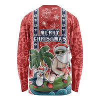 Hawaii Christmas Long Sleeve Shirt The Santa Surfing Hawaii Xmas Style LT03 - Polynesian Pride