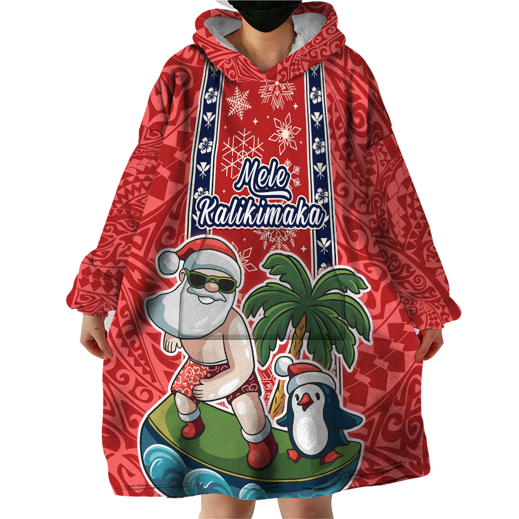 Hawaii Christmas Wearable Blanket Hoodie The Santa Surfing Hawaii Xmas Style LT03 - Polynesian Pride