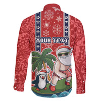 Custom Hawaii Christmas Family Matching Long Sleeve Bodycon Dress and Hawaiian Shirt The Santa Surfing Hawaii Xmas Style LT03 - Polynesian Pride