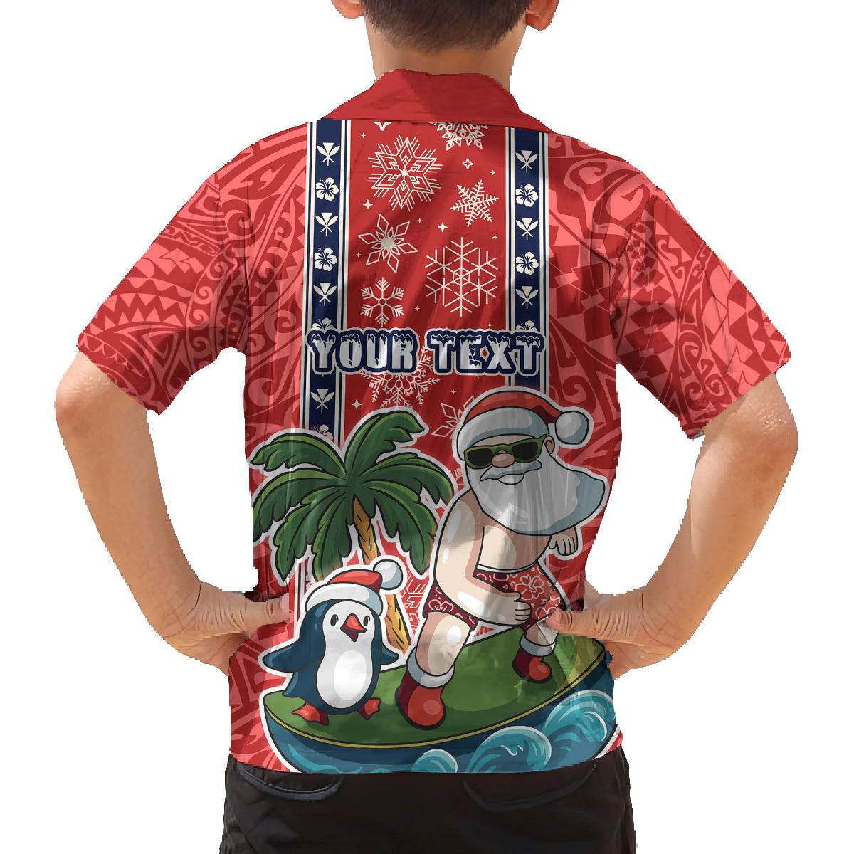 Custom Hawaii Christmas Family Matching Off Shoulder Maxi Dress and Hawaiian Shirt The Santa Surfing Hawaii Xmas Style LT03 - Polynesian Pride