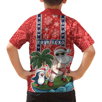 Custom Hawaii Christmas Family Matching Off Shoulder Short Dress and Hawaiian Shirt The Santa Surfing Hawaii Xmas Style LT03 - Polynesian Pride