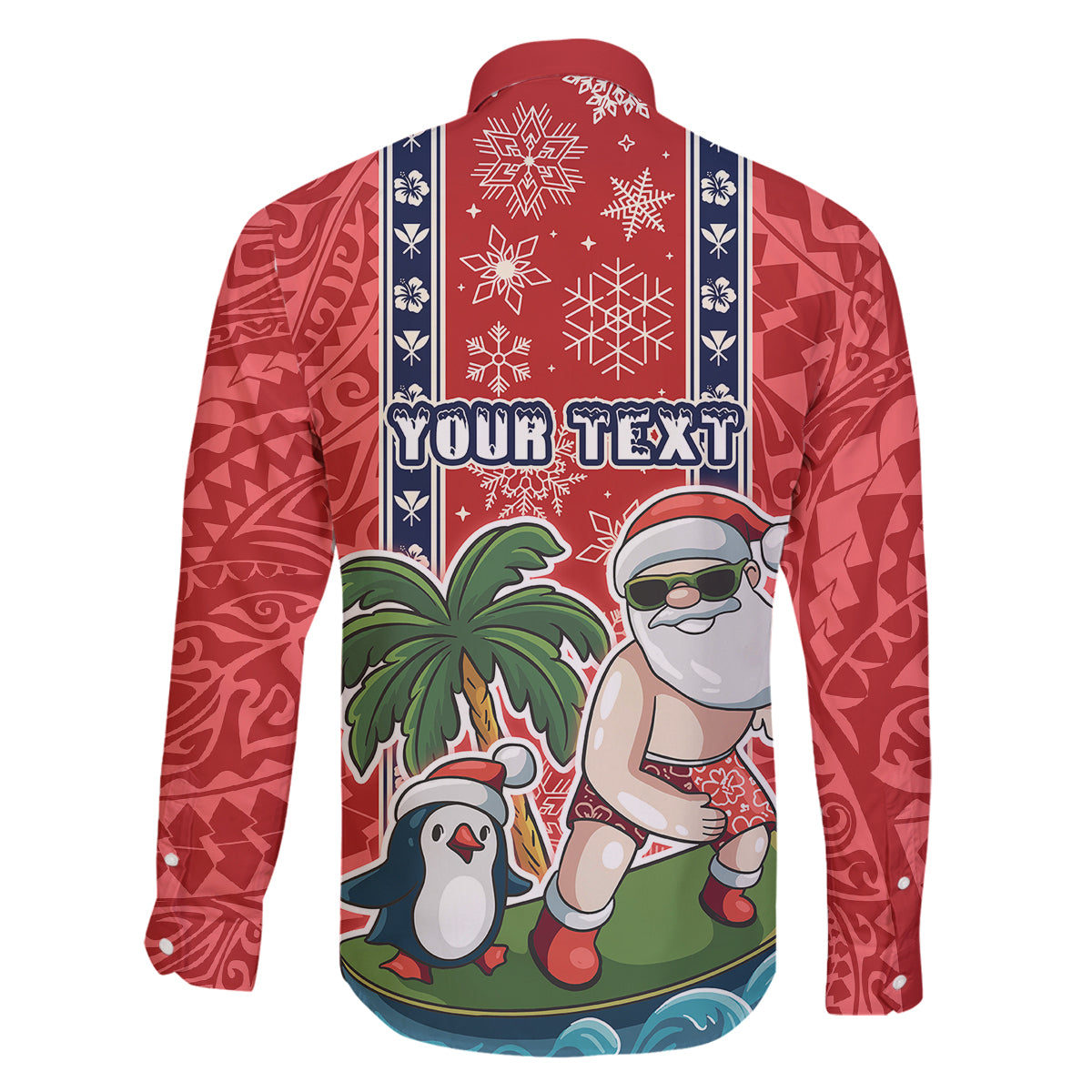 Custom Hawaii Christmas Family Matching Off Shoulder Short Dress and Hawaiian Shirt The Santa Surfing Hawaii Xmas Style LT03 - Polynesian Pride