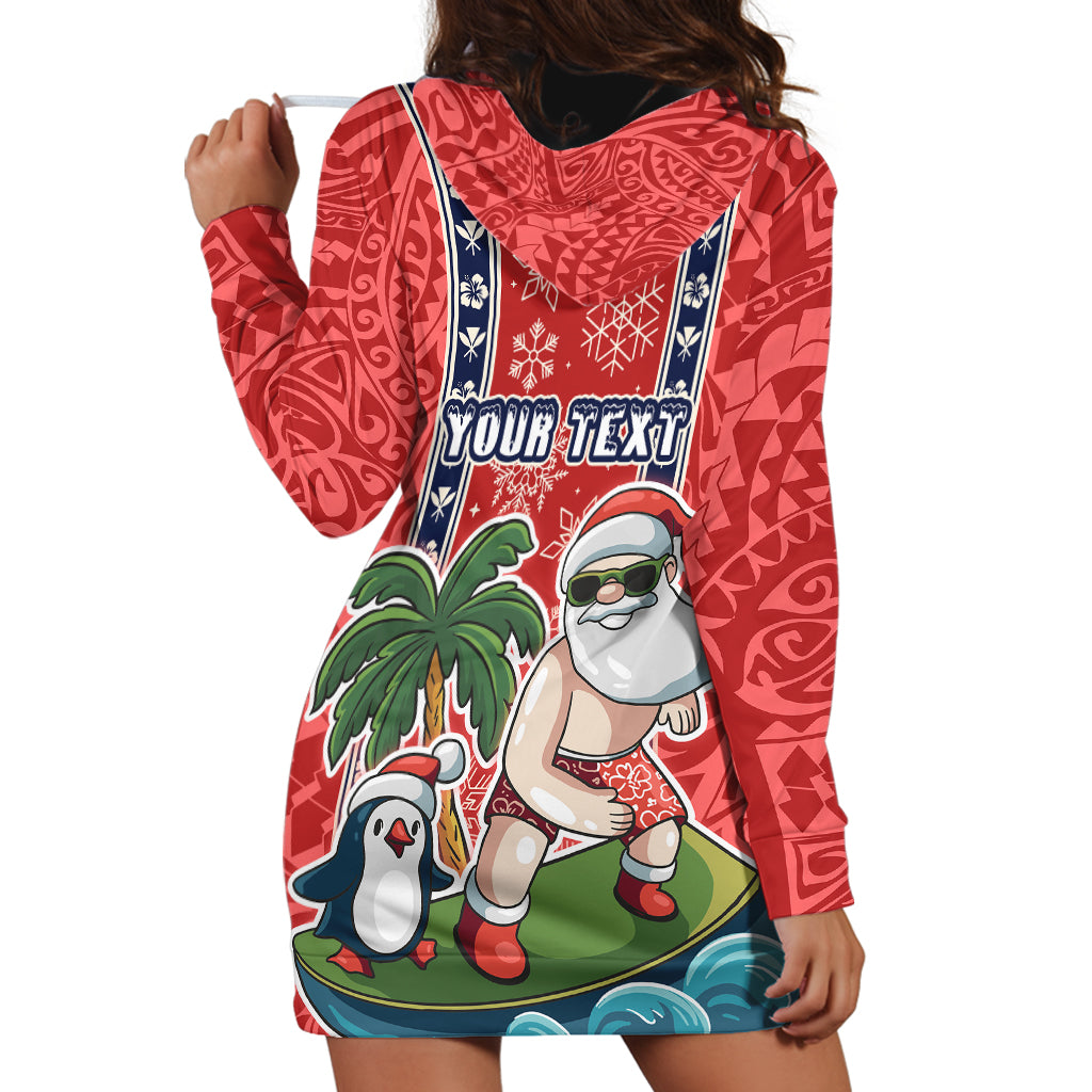 Custom Hawaii Christmas Hoodie Dress The Santa Surfing Hawaii Xmas Style LT03 - Polynesian Pride