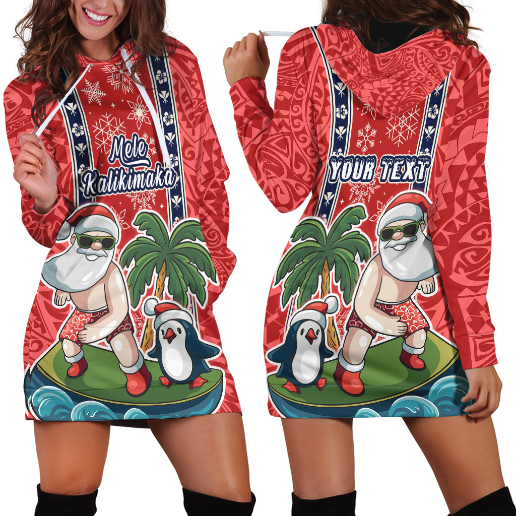 Custom Hawaii Christmas Hoodie Dress The Santa Surfing Hawaii Xmas Style LT03 - Polynesian Pride