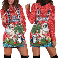 Custom Hawaii Christmas Hoodie Dress The Santa Surfing Hawaii Xmas Style LT03 - Polynesian Pride