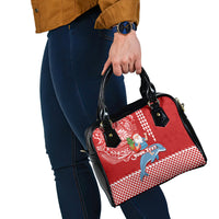 Custom Hawaii Mele Kalikimaka Shoulder Handbag Santa Riding The DolPhin Mix Kakau Pattern Red Style LT03 - Polynesian Pride