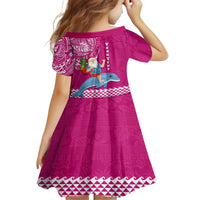 Custom Hawaii Mele Kalikimaka Family Matching Tank Maxi Dress and Hawaiian Shirt Santa Riding The DolPhin Mix Kakau Pattern Pink Style LT03 - Polynesian Pride