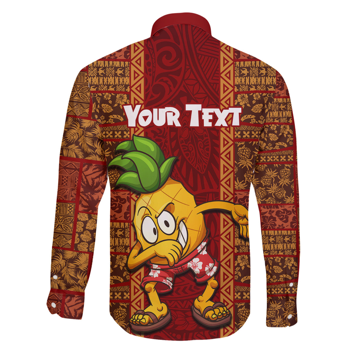 Custom Hawaii Family Matching Long Sleeve Bodycon Dress and Hawaiian Shirt Aloha Funny Pineapple Mix Kakau Hawaiian Tribal LT03 - Polynesian Pride