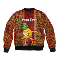 Custom Hawaii Sleeve Zip Bomber Jacket Aloha Funny Pineapple Mix Kakau Hawaiian Tribal LT03 - Polynesian Pride
