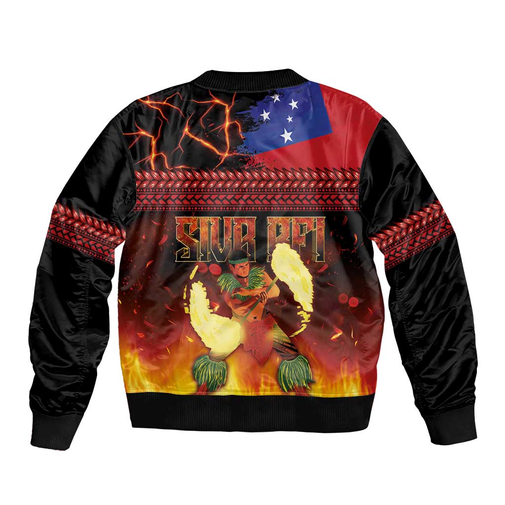 Samoan Siva Afi Bomber Jacket Tribal Performers of Samoan Fire Knife Dancing