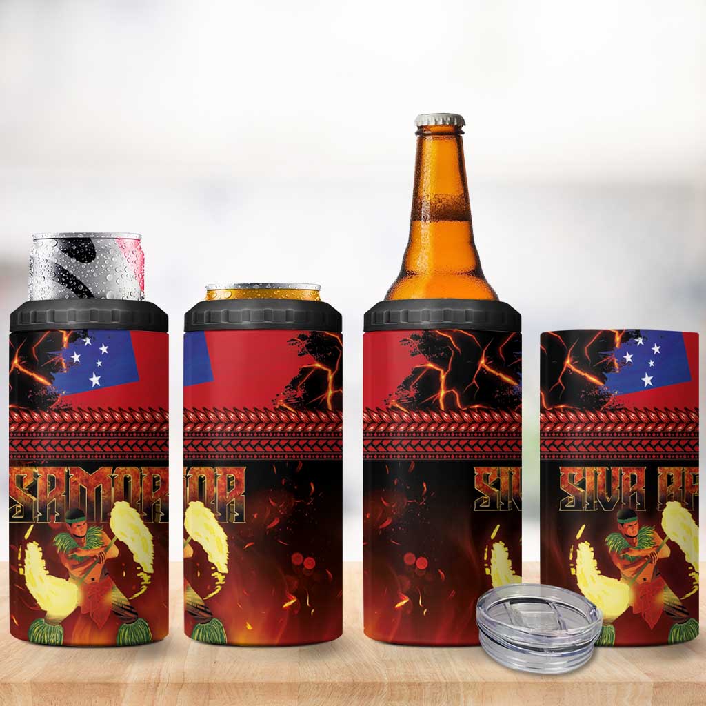 Samoan Siva Afi 4 in 1 Can Cooler Tumbler Tribal Performers of Samoan Fire Knife Dancing LT03 - Polynesian Pride