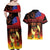 Samoan Siva Afi Couples Matching Off Shoulder Maxi Dress and Hawaiian Shirt Tribal Performers of Samoan Fire Knife Dancing