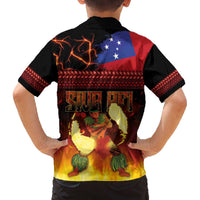 Samoan Siva Afi Family Matching Off The Shoulder Long Sleeve Dress and Hawaiian Shirt Tribal Performers of Samoan Fire Knife Dancing LT03 - Polynesian Pride