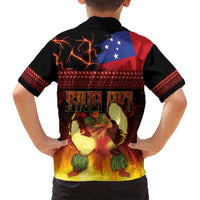 Samoan Siva Afi Family Matching Off Shoulder Short Dress and Hawaiian Shirt Tribal Performers of Samoan Fire Knife Dancing LT03 - Polynesian Pride