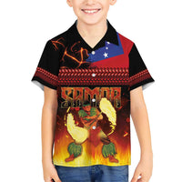 Samoan Siva Afi Family Matching Short Sleeve Bodycon Dress and Hawaiian Shirt Tribal Performers of Samoan Fire Knife Dancing LT03 Son's Shirt Black - Polynesian Pride