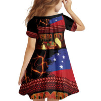 Samoan Siva Afi Family Matching Summer Maxi Dress and Hawaiian Shirt Tribal Performers of Samoan Fire Knife Dancing LT03 - Polynesian Pride