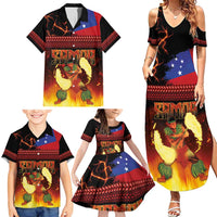 Samoan Siva Afi Family Matching Summer Maxi Dress and Hawaiian Shirt Tribal Performers of Samoan Fire Knife Dancing LT03 - Polynesian Pride