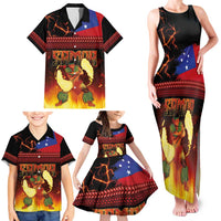 Samoan Siva Afi Family Matching Tank Maxi Dress and Hawaiian Shirt Tribal Performers of Samoan Fire Knife Dancing LT03 - Polynesian Pride