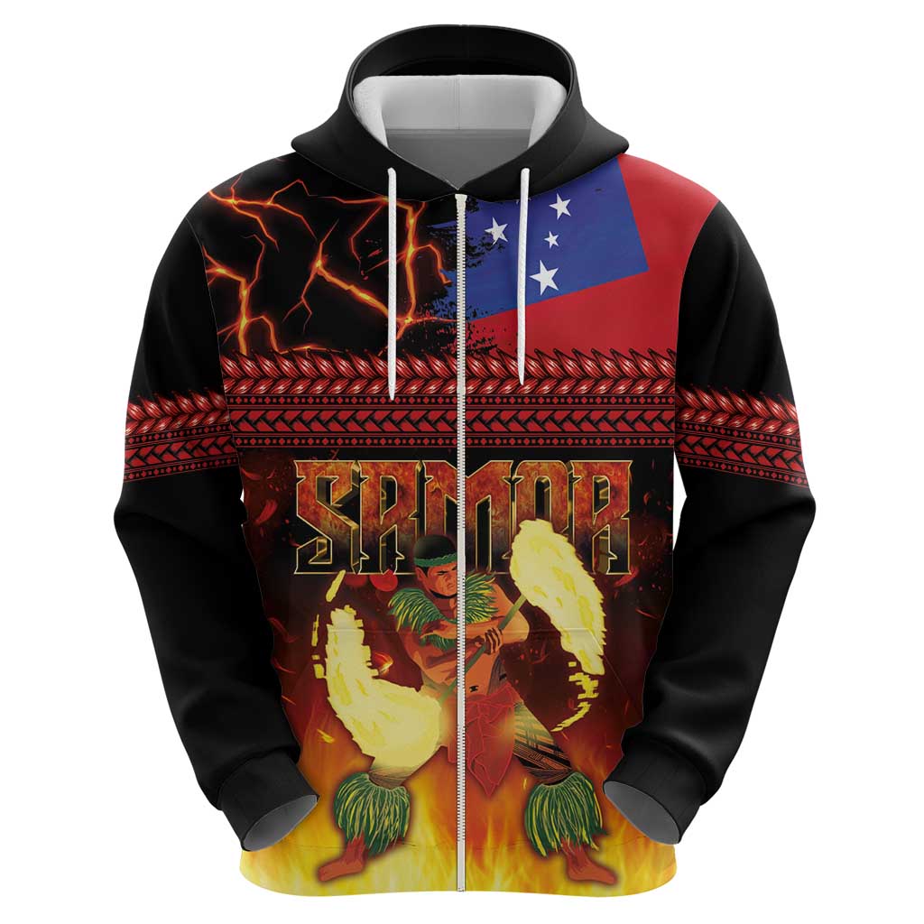 Samoan Siva Afi Hoodie Tribal Performers of Samoan Fire Knife Dancing LT03 - Polynesian Pride