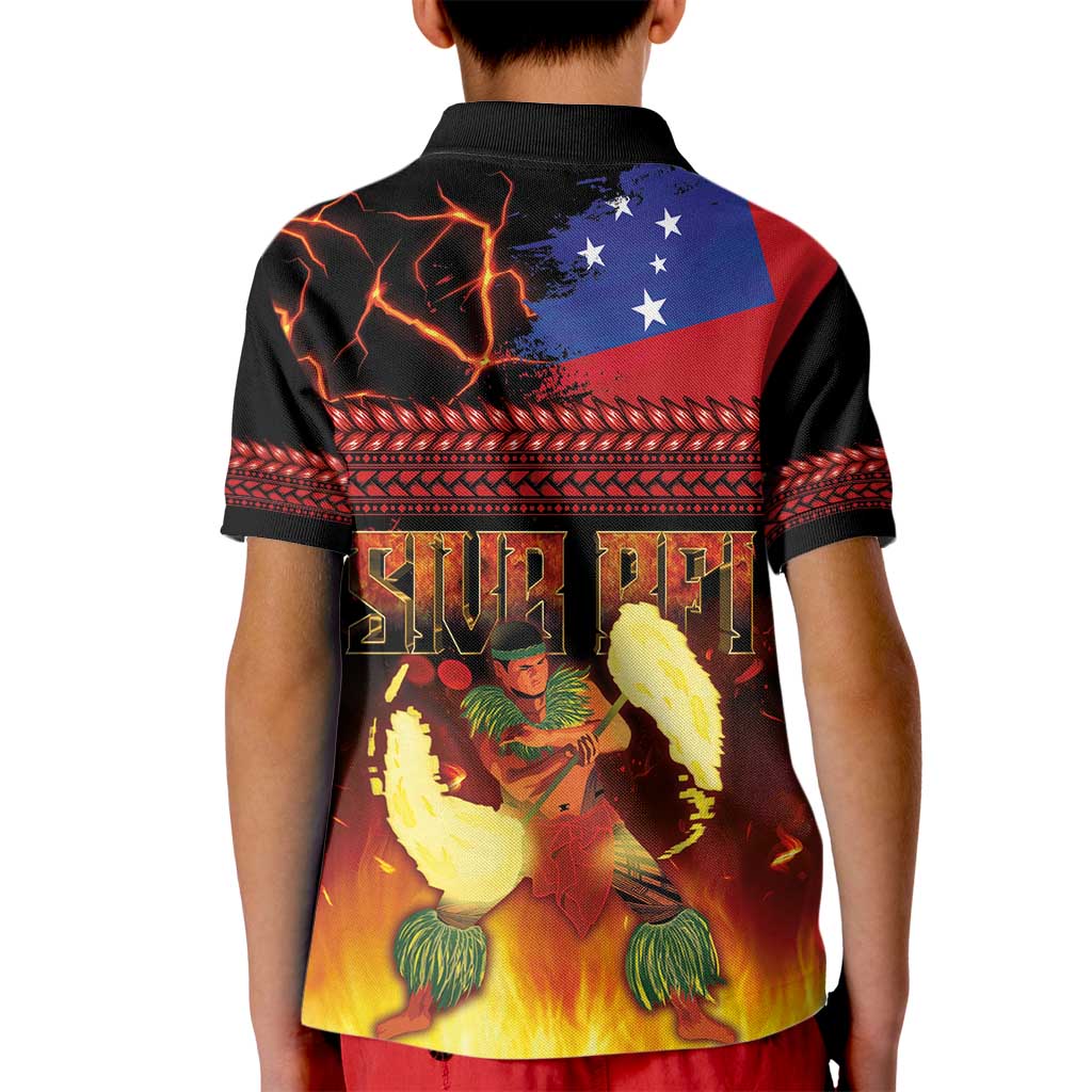 Samoan Siva Afi Kid Polo Shirt Tribal Performers of Samoan Fire Knife Dancing LT03 - Polynesian Pride