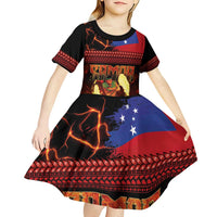 Samoan Siva Afi Kid Short Sleeve Dress Tribal Performers of Samoan Fire Knife Dancing LT03 - Polynesian Pride