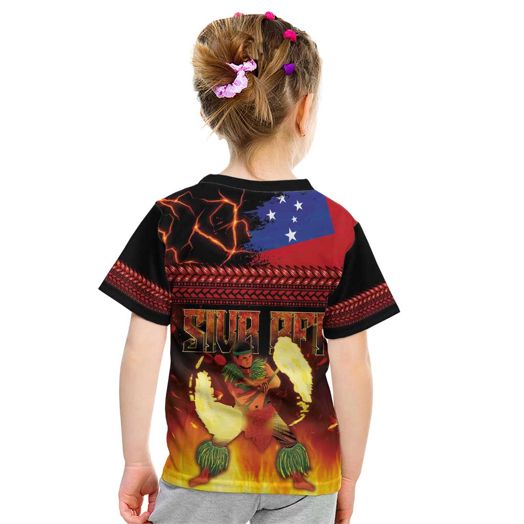 Samoan Siva Afi Kid T Shirt Tribal Performers of Samoan Fire Knife Dancing LT03 - Polynesian Pride