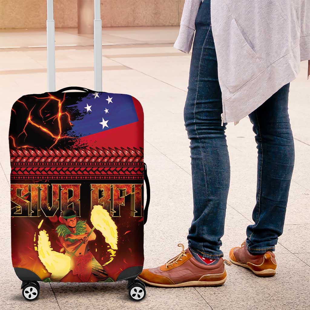 Samoan Siva Afi Luggage Cover Tribal Performers of Samoan Fire Knife Dancing LT03 Black - Polynesian Pride