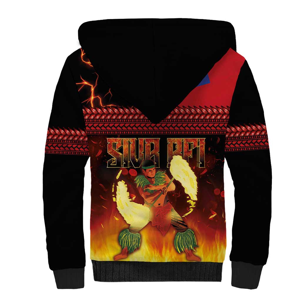 Samoan Siva Afi Sherpa Hoodie Tribal Performers of Samoan Fire Knife Dancing LT03 - Polynesian Pride
