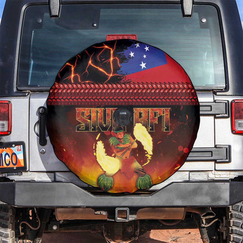 Samoan Siva Afi Spare Tire Cover Tribal Performers of Samoan Fire Knife Dancing LT03 Black - Polynesian Pride