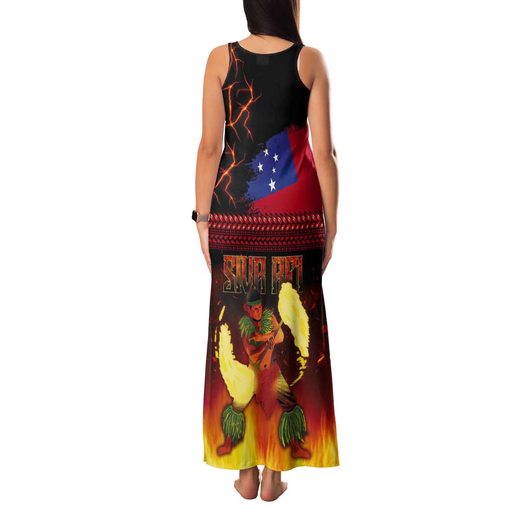 Samoan Siva Afi Tank Maxi Dress Tribal Performers of Samoan Fire Knife Dancing LT03 - Polynesian Pride