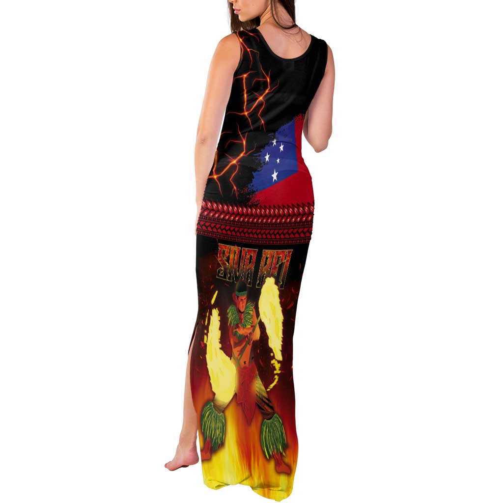 Samoan Siva Afi Tank Maxi Dress Tribal Performers of Samoan Fire Knife Dancing LT03 - Polynesian Pride