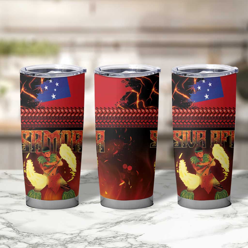 Samoan Siva Afi Tumbler Cup Tribal Performers of Samoan Fire Knife Dancing LT03 - Polynesian Pride