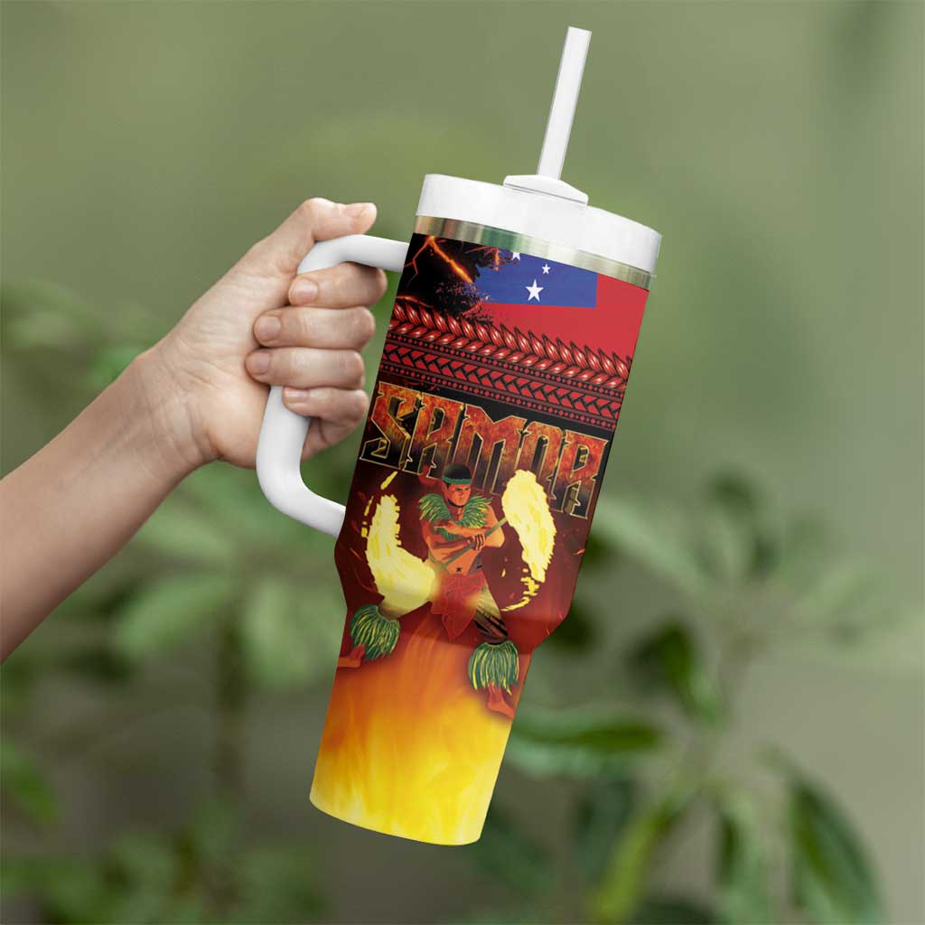 Samoan Siva Afi Tumbler With Handle Tribal Performers of Samoan Fire Knife Dancing