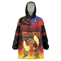 Samoan Siva Afi Wearable Blanket Hoodie Tribal Performers of Samoan Fire Knife Dancing LT03 One Size Black - Polynesian Pride