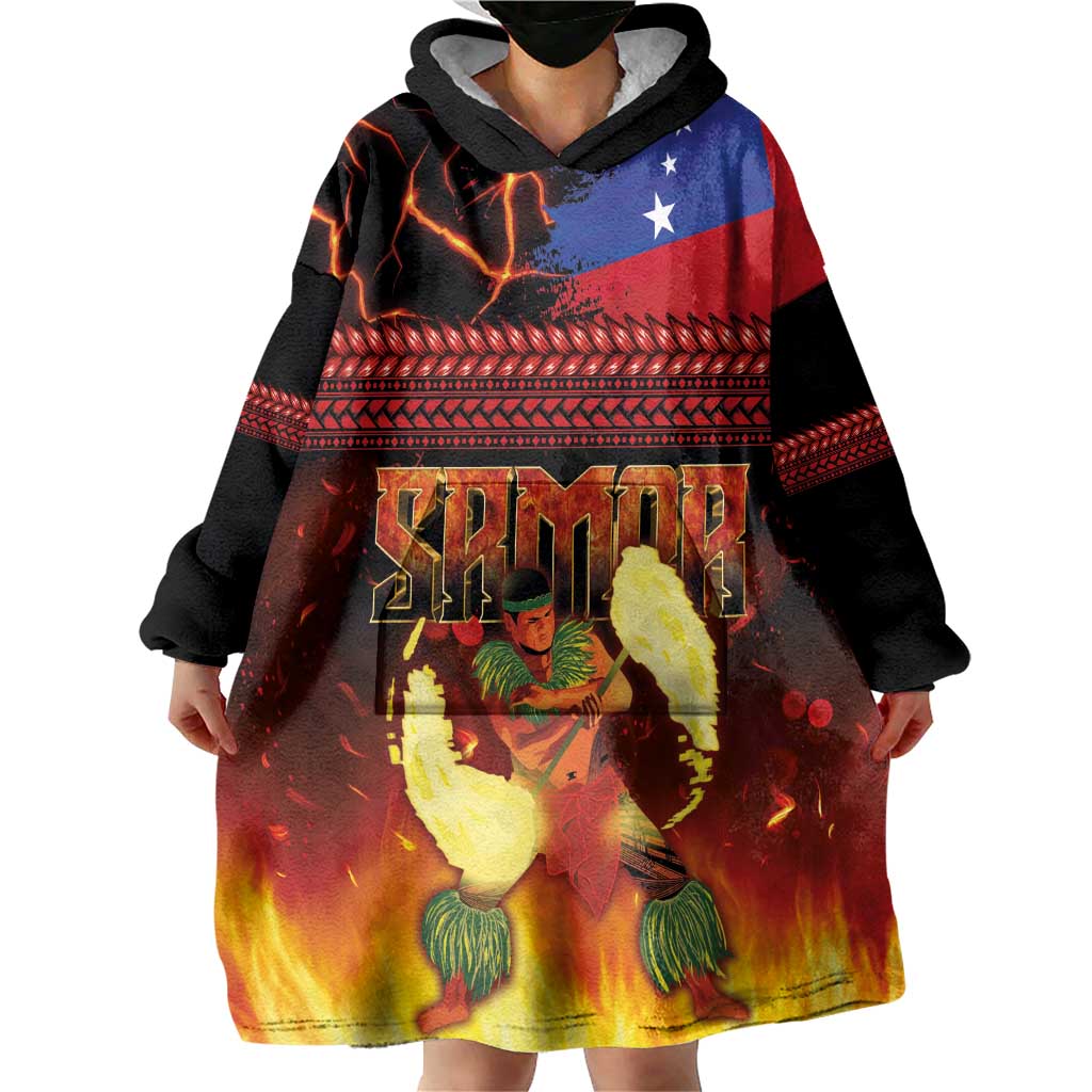 Samoan Siva Afi Wearable Blanket Hoodie Tribal Performers of Samoan Fire Knife Dancing LT03 - Polynesian Pride