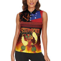 Samoan Siva Afi Women Sleeveless Polo Shirt Tribal Performers of Samoan Fire Knife Dancing LT03 - Polynesian Pride
