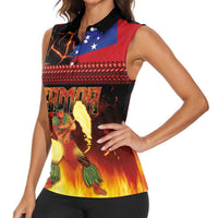 Samoan Siva Afi Women Sleeveless Polo Shirt Tribal Performers of Samoan Fire Knife Dancing LT03 - Polynesian Pride