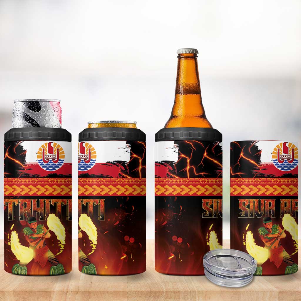 Tahitian Siva Afi 4 in 1 Can Cooler Tumbler Tribal Performers of Tahitian Fire Knife Dancing LT03 - Polynesian Pride