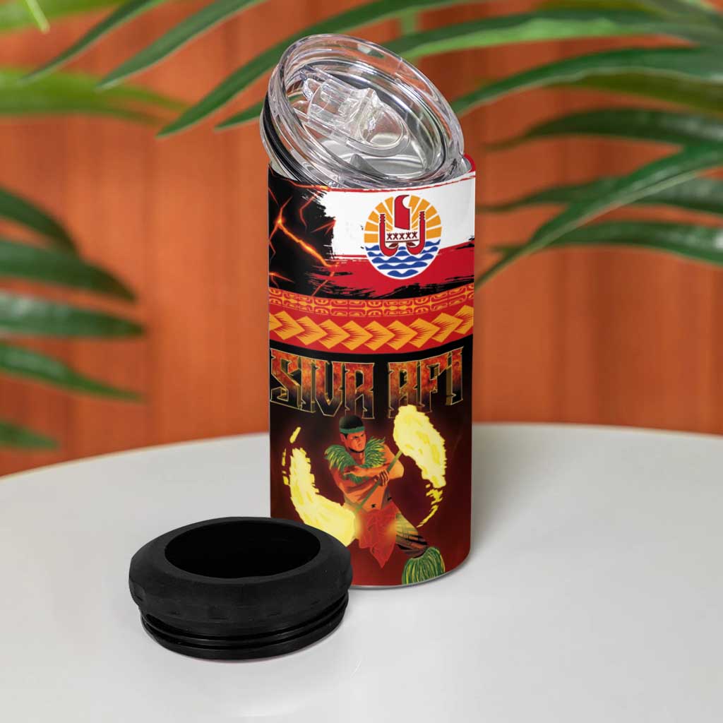 Tahitian Siva Afi 4 in 1 Can Cooler Tumbler Tribal Performers of Tahitian Fire Knife Dancing LT03 - Polynesian Pride