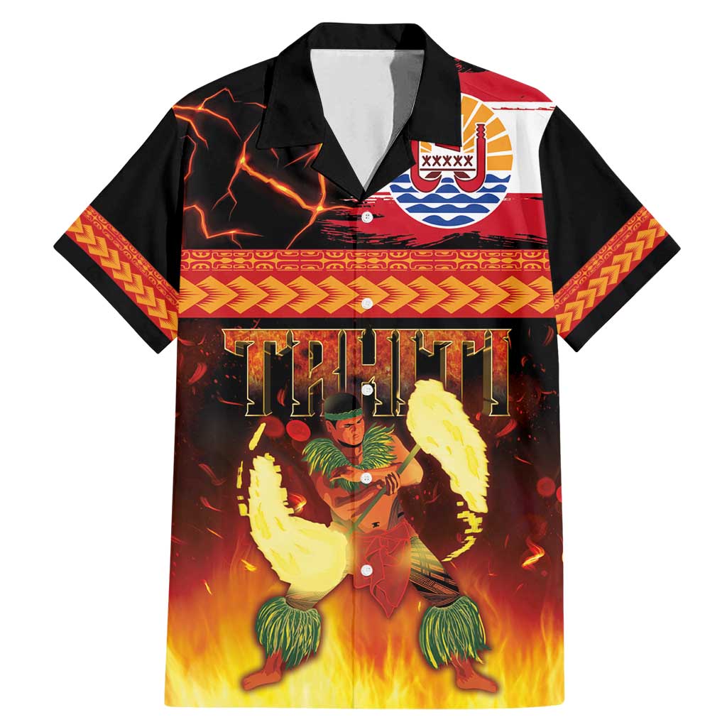 Tahitian Siva Afi Family Matching Mermaid Dress and Hawaiian Shirt Tribal Performers of Tahitian Fire Knife Dancing LT03 Dad's Shirt - Short Sleeve Black - Polynesian Pride
