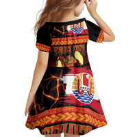 Tahitian Siva Afi Family Matching Off Shoulder Short Dress and Hawaiian Shirt Tribal Performers of Tahitian Fire Knife Dancing LT03 - Polynesian Pride